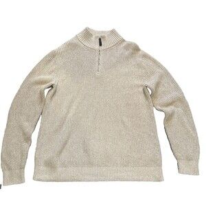 Men’s Old Navy Quarter Zip Sweater Medium Tall Cream Beige Cotton